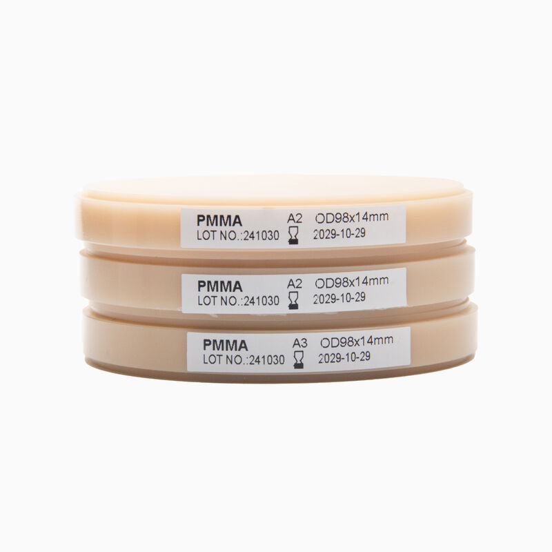 Стоматологический блок ПММА розовый А2 для базиса протеза, оттенок десны. Используется для временных коронок, мостов, каркасов полных протезов. Размер для фрезерования 98 мм, 95 мм